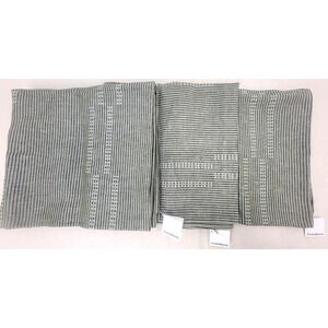 Crate And Barrel Set Of 3 Pillow Covers 30" x 30" Airlie Dobby Stripe Sage Linen